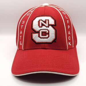 NC State Wolfpack Hat Red Zephyr Cap Embroidered White Traditional Logo Spellout